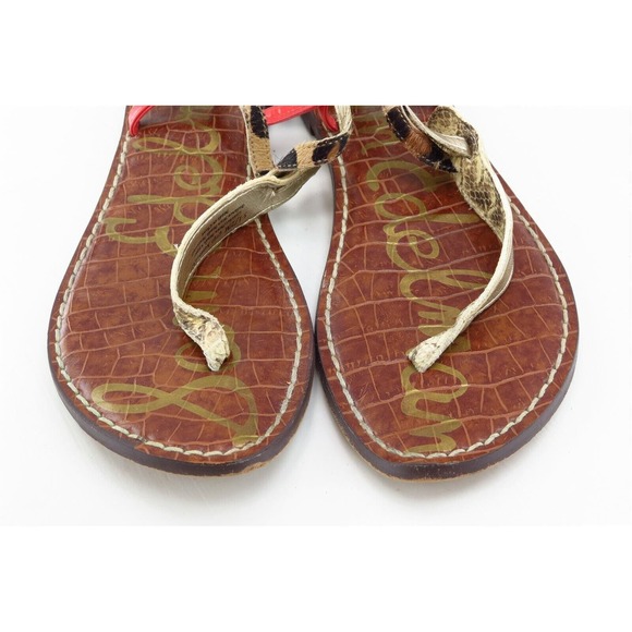 Sam Edelman Sz 5.5 M Brown Thong Leather Women Sandals Gigi - Picture 2 of 8